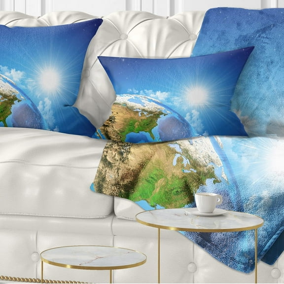 Designart Sunrise over the Earth Landscape - Abstract Throw Pillow - 12x20