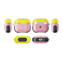 Cover for Airpod 3 Case 2021, Compatible with AirPods 3rd Generation Case 2021, Allytech PC and TPU Hybrid Shockproof Anti-Fall Skin Shell Front LED Visible Case for AirPods 3 2021, Yellow Pink