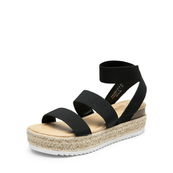 DREAM PAIRS Strappy Espadrille Platform Wedge Sandals for Women Dressy Summer, Comfortable Open Toe Sandals with Cushioned Insole and Ankle Strap Buckle