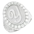 thumbnail image 1 of JackAni 10k White Gold Mens Oval Halo White CZ Initial Letter Y Ring, 1 of 5