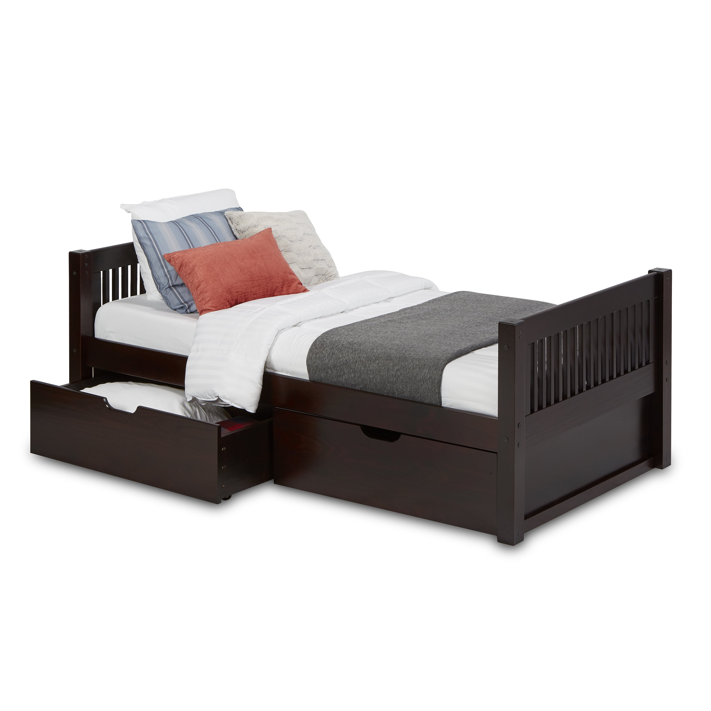 Camaflexi Twin Size Platform Bed with Drawers - Mission Headboard ...