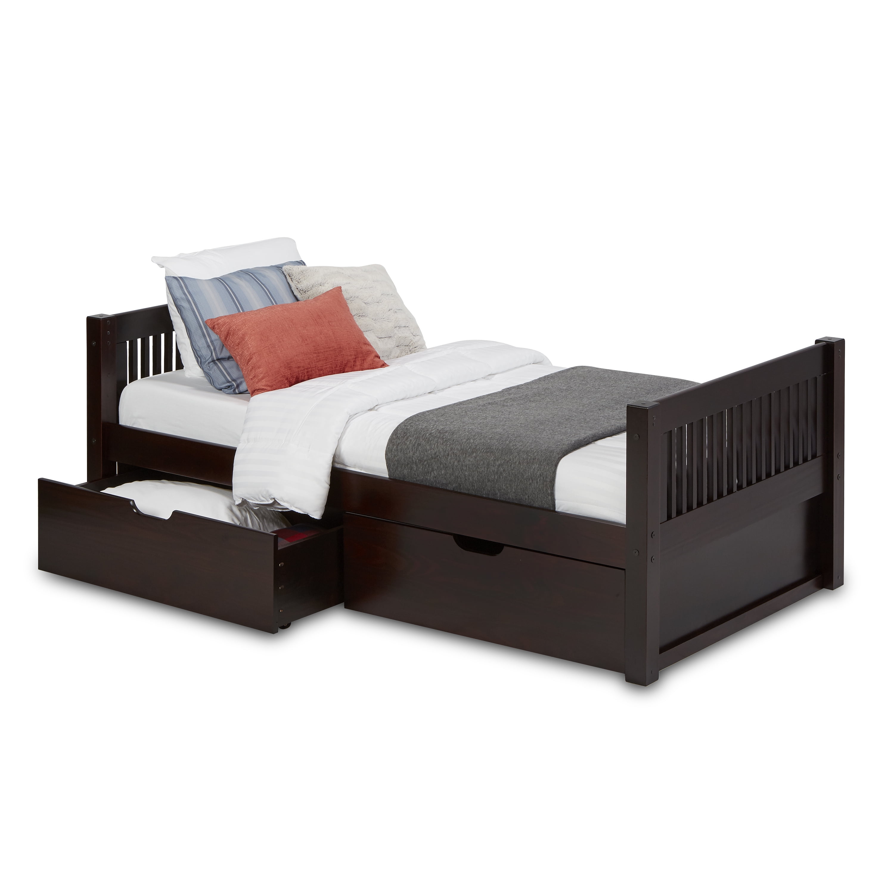 Camaflexi Twin Size Platform Bed with Drawers Mission Headboard