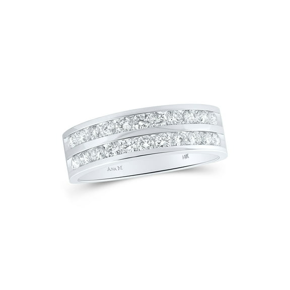 14kt White Gold Mens Round Diamond Wedding Double Row Band Ring 1 Cttw