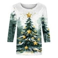 thumbnail image 4 of VKOYWKM Women's Fall Tops Christmas 3/4 Sleeve T-Shirts Christmas Tree Graphic Tees Crewneck Holiday Xmas Party Women Tops Christmas Gifts for Women, 4 of 4