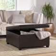 thumbnail image 2 of Christopher Knight Home Living Berkeley Brown Leather Square Storage Ottoman, Espresso, 2 of 2