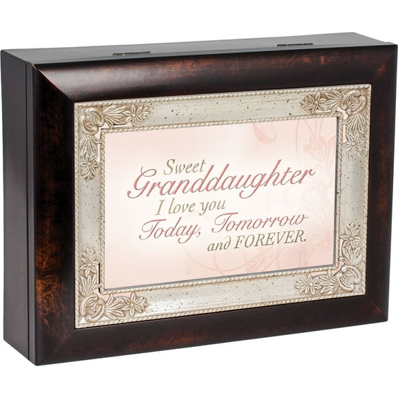 Sweet Granddaughter Dark Wood Finish Jewelry Music Box Plays Tune You Are My Sunshine