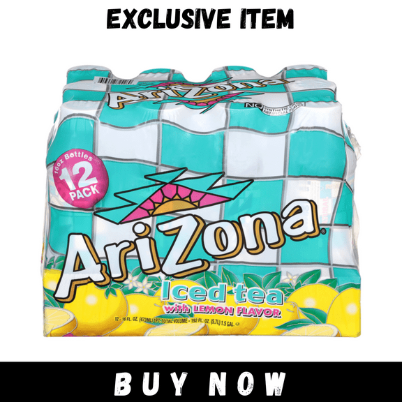 AriZona Iced Tea with Lemon Flavor, 16 fl oz Bottles, 12 Pack | Real Brewed Tea with Natural Lemon Flavor | Made with Cane Sugar & 100% Natural Ingredients