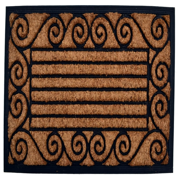 Imports Decor Inc 30" Brown and Black Ameeba Handwoven Coir Brush Mat