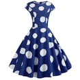 thumbnail image 2 of Babysbule Womens Summer Dresses, Women Vintage Retro Short Sleeve Dot Print Evening Party Prom Swing Dress, 2 of 9