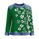 thumbnail image 5 of TaTaai Soft Comfy Womens Long Sleeve Shirt St Patrick Print Patchwork Round Neck Solid Color Casual Blouse Spring Daily Holiday Vacation Party Wear Gift, 5 of 5