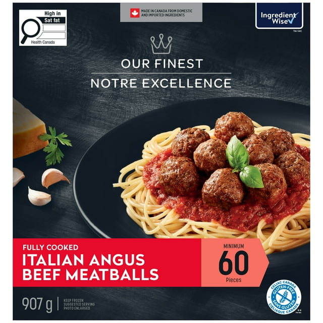 Our Finest Boulettes Italiennes de Boeuf Angus Entièrement Cuites 60 Morceaux, 907 g