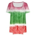 thumbnail image 2 of ameIAEA Square Neck Tops for Women Short Sleeve Summer Tunic Tops Color Block Ruffle Blouse, 2 of 4