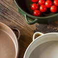 thumbnail image 3 of Double Ear Cut Surface Round Plate Vintage Rough Pottery Baking Dish Dry Pot Plate Restaurant Household Soup Plate Dumpling Plate, 3 of 5