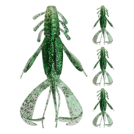 Jkung 4Pcs 10CM/10G Soft Crayfish Lure with Sequins Realistic PVC Bionic Artificial Shrimp Bait Freshwater Saltwater Bass Trout Fishing Accessories