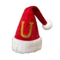 thumbnail image 2 of Honeeladyy 7.2" Monogram Christmas Hat Super Soft Plush Xmas Rustic Personalized Hat Embroidered Letter Hanging Decoration for Xmas Tree Fireplace Party Favors Gift (U), 2 of 6