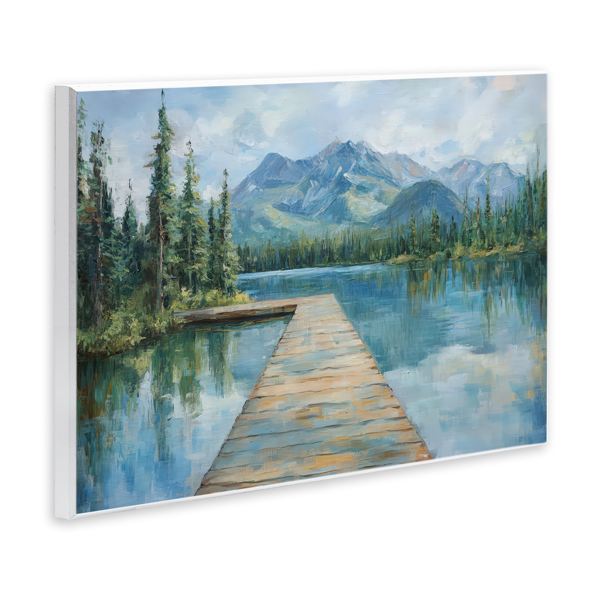 Stupell Industries Peaceful Lake Dock in the Mountains Wall Plaque Art, design by Petal Prints Design