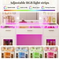 thumbnail image 7 of TOMNK Vanity Desk with Mirror and Lights, Transparent Top, 3 RGB Drawers, Shelves & Cabinets, White, 7 of 7