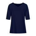 thumbnail image 4 of OUSITAID Femmes Tops Mode Femmes Couleur Unie Cou Grande Taille Décontractée Manches Courtes T-Shirt Top Noir XXL, 4 of 5