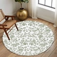 thumbnail image 3 of 6ft Round Rug, Sage Green Flower Non-Skid Rubber Backing Large Area Rugs - Living Room Bedroom Home Office, Vintage Farmhouse Boho Leaf Spring Indoor Floor Mat Carpets Washable Rug, 3 of 9