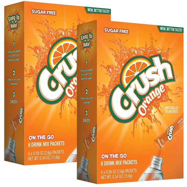Crush Soda Orange Singles To Go Water Drink Mix, SugarFree Non