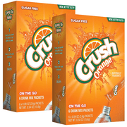 Crush Soda Orange Singles To Go Water Drink Mix, Sugar-Free Non-Carbonated Low-Calorie Water Enhancer Powder Sticks Beverages 2 Boxes - 6 Sachet per Box - 12 Total Servings