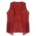 thumbnail image 4 of DayScoop Mens Vest Winter Sleeveless Jacket Casual Solid Color V-Neck Tassels Outdoor Vintage Waistcoat Cowboy Top, 4 of 5