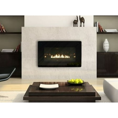 Loft Vent-Free Natural Gas Fireplace with Black Porcelain Liner and Burner Cover, Zero Clearance, Millivolt, 28,000