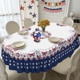 thumbnail image 2 of 4th of July Tablecloth American Flag and Star Table Cloths 54x72 Inch, Red, White and Blue Patriotic Tablecloths for Dining, Kitchen, Picnic and Patio-Oval, 2 of 6