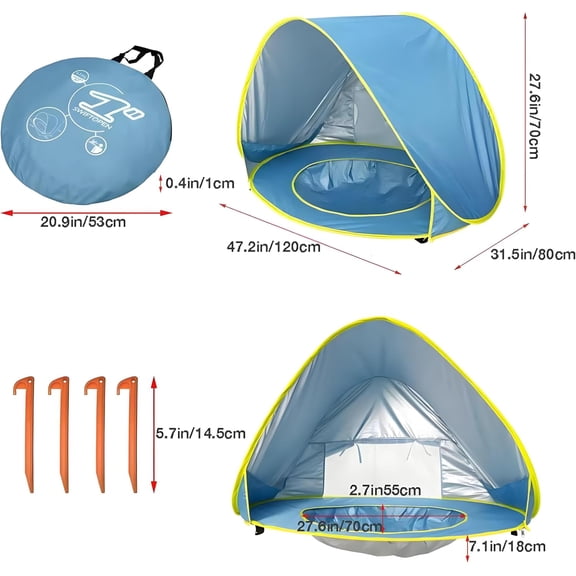 Beach Tent with Pool, -  Shelter for Toddlers,   Shade with Carry Bag for Outdoor Travel