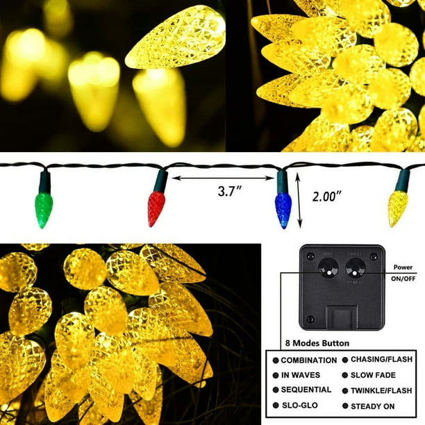 Cadena de luces LED solares de fresa C6C3 para primavera y verano, decoración de patio y jardín al aire libre, luces colgantes para fiestas en el hogar