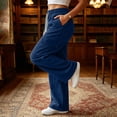 thumbnail image 5 of Ovbmpzd Baggy Cargo Pants For Women Plus Size Wide Leg Navy Corduroy Pants Drawstring Wasited Casual Pants,XXL, 5 of 6