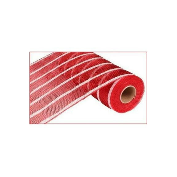 Shop our 10" Poly Deco Mesh Ribbon: Deluxe Red/White Stripe (10 Yards)