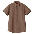 thumbnail image 3 of Gyexs Mens Short Sleeve Button Down Shirts Khaki Textured Cotton Shirts Textured Regular Tees Shirt Beachwear Birthday Gifts for Men, Size XL, 3 of 4