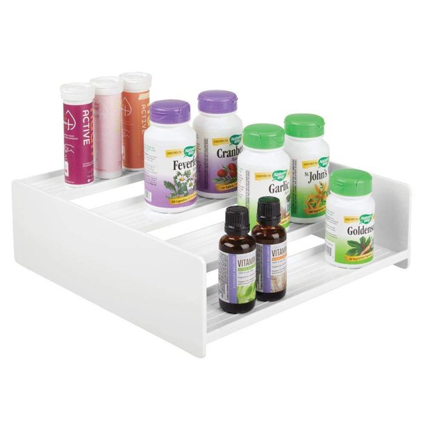 mDesign Plastic Bathroom Storage Organizer Shelf for Vanity, Countertop Holds