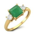 thumbnail image 3 of 0.95 Ctw Princess cut Square Emerald 925 Sterling Silver Gold Vermeil Trio Stone Dainty Women Valentines Day Gifts Ring, 3 of 4