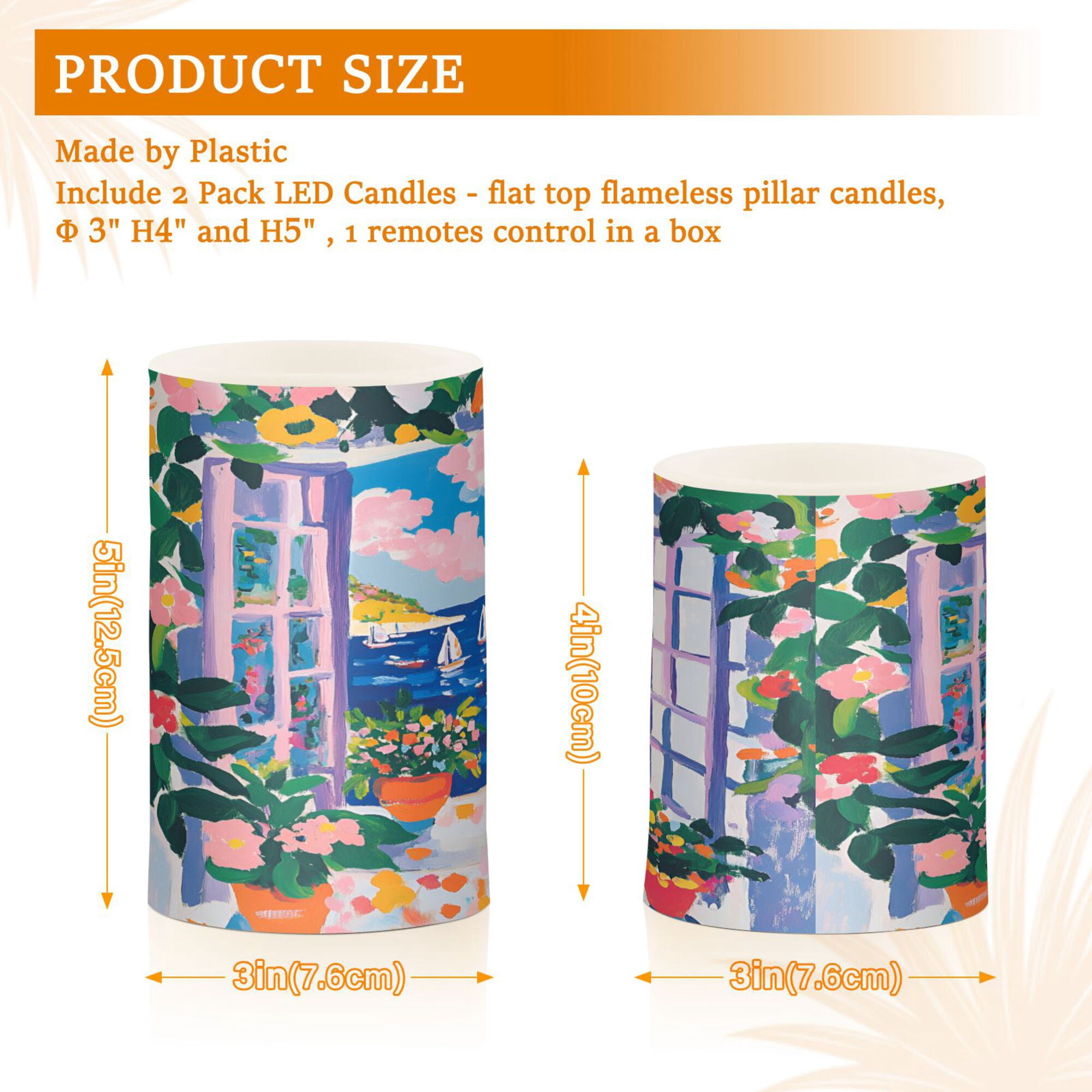 Yayeee Flameless Candles with Remote Flickering Battery Operated Multi Color Changing, Floral Window