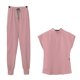 thumbnail image 5 of Conjunto de uniforme médico para mujer, escote en V, lavable a máquina, cómodo. Rosa L, 5 of 9