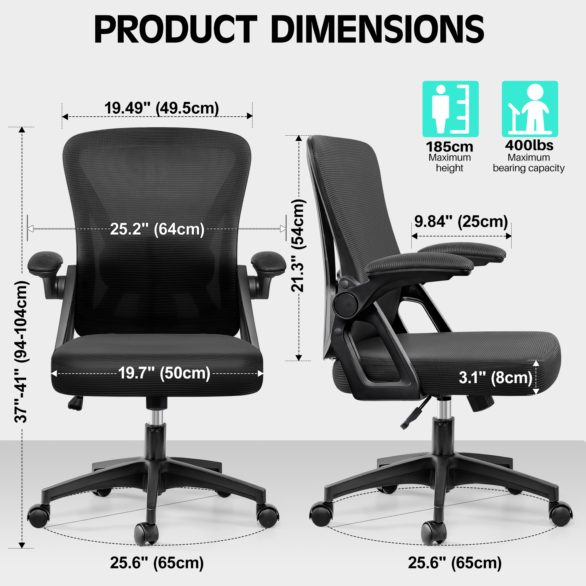 Coolhut Office Desk Chair with Lumbar Support, Black photo 2