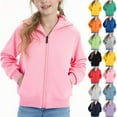 thumbnail image 5 of Fmbrln Girls and Boys Full Zip Up Hoodies Long Sleeve Solid Color Hooded Sweatshirts Fall Fashion Athletic Coat with Pockets, Sizes 1-11Y, 5 of 5