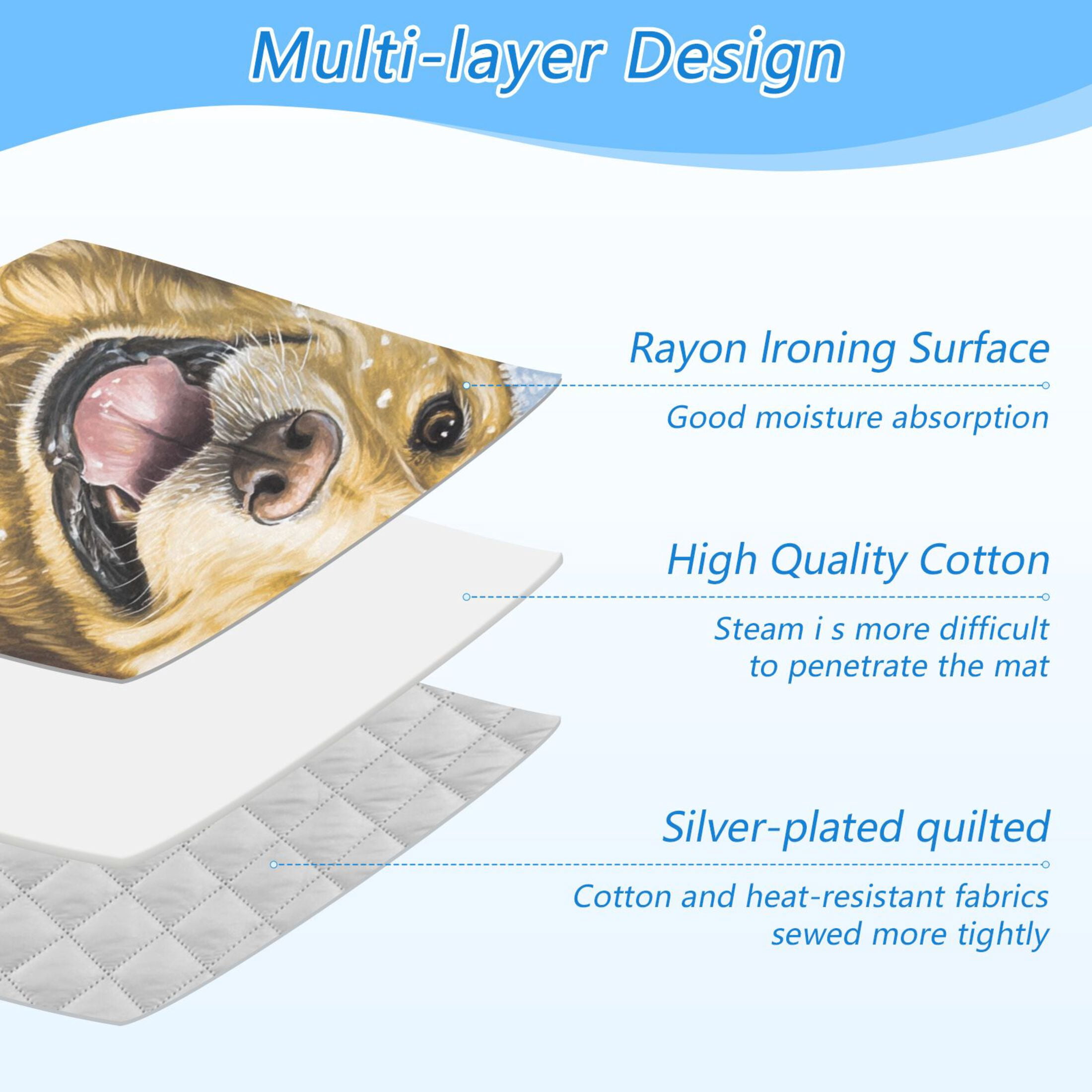 Cute Dog in Winter Ironing Mat Blanket for Table Top Travel Portable Ironing Board Pad 47.2x27.6 Inch