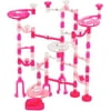 Marble Genius Marble Run Starter Set STEM Toy for Kids Ages 4 - 12 - 130 Complete Pieces (80 Translucent Marbulous Pieces and 50 Glass Marbles), Construction Building Block Toys, Pink,