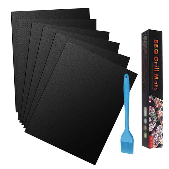 Multipurpose Barbecue Grill Mats, Non Stick BBQ Grill mats, Easy to Clean, Durable Grid Design, Heat Resistant, Reusable Grilling mats, 6 Pieces for Charcoal, Gas, Electric Grills (33x40Cm)
