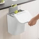 thumbnail image 4 of Cubo de basura para debajo del fregadero, dos métodos de instalación colgante, cubo de basura de cocina portátil para armario, puerta, mostra, baño Poste gris 9L Soledad Cubo de basura de cocina, 4 of 10