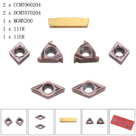 

RANMEI 7pcs Carbide Insert Set for 10mm Shank Turning Tool Holder CCMT060204/11IR/11ER