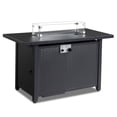 thumbnail image 2 of 43 Inch Fire Pit Table, Outdoor Gas Burning Fire Pit, Add a Touch of Elegance to Your Space with Black Iron Faux Woven Rattan Side Panel, Black, 2 of 6