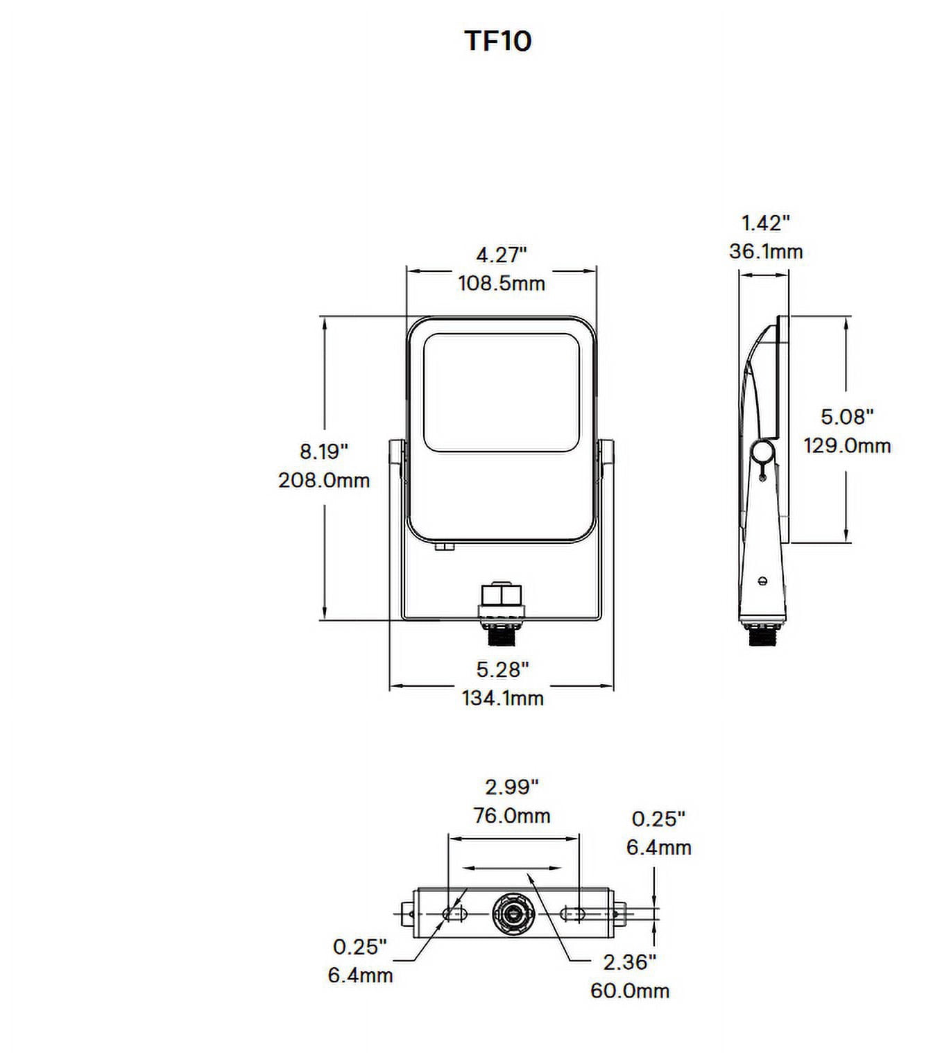 (case of 4) Philips Stonco LED Slim Flood Area Light, 9 watt, cool white 5000K, Knuckle mount, 1100 Lumens, bronze, 120-277V, security and architectural landscape luminaire