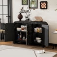 thumbnail image 2 of Ataucjin Sideboard Buffet Cabinet With Storage,Retro Minimalist Curved Storage Cabinet,Coffee Bar Cabinet,Buffet Table Console Cabinet With Adjustable Dividers For Living Dining Room Entryway, 2 of 9