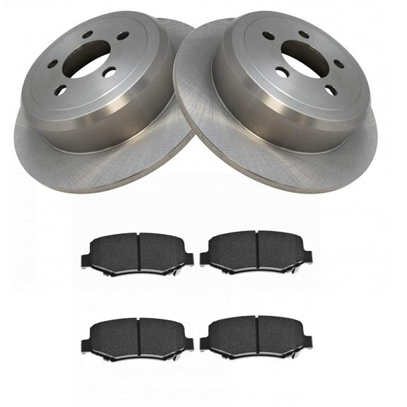 TRQ Rear Brake Pad & Rotor Kit Brake Pads Brake Rotor Semi-Metallic Fits Select 2007-2011 Dodge Nitro 2008-2012 Jeep Liberty