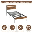 thumbnail image 4 of VECELO Twin Size Metal Platform Bed with Wooden Headboard, Strong Metal Slats/No Spring Box Needed, Brown, 4 of 8