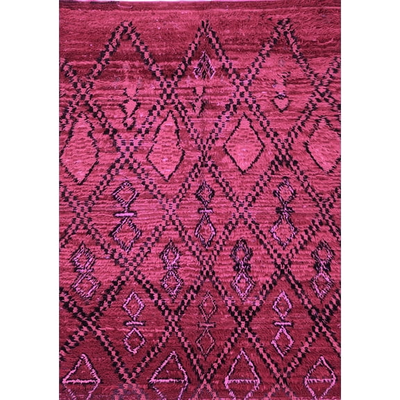 Ahgly Company Indoor Rectangle Abstract Purple Modern Area Rugs, 5' x 7'